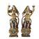 Antique wooden lacquered angel-shaped candlesticks, 18th century.