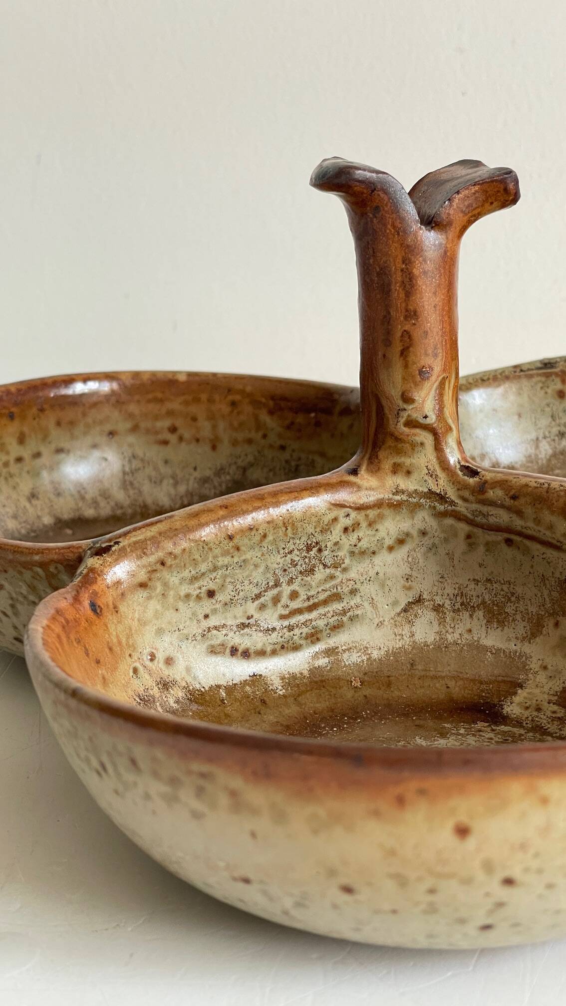 Vintage glazed stoneware appetizer dish