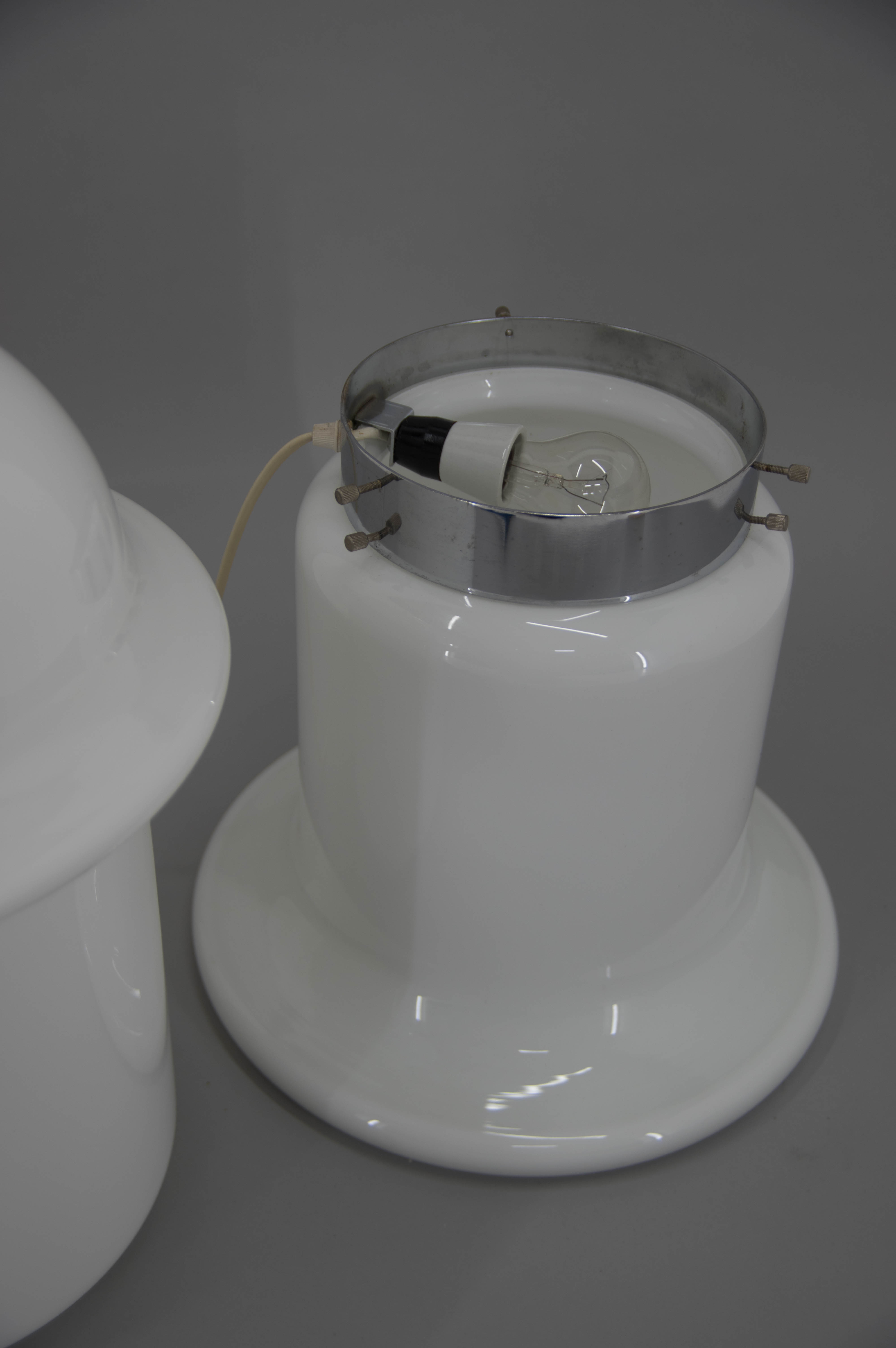 White glass floor lamp, czechoslovakia, 1970s