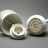 White ceramic coffeemaker and melitta filter, 60 years