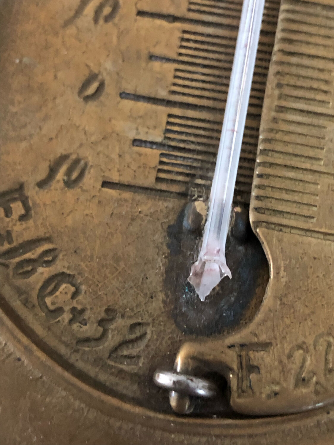 Vintage Brass Hanging Thermometer