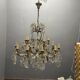 Large Florentine Tole Chandelier with Murano Glass Flowers, Italy, 195