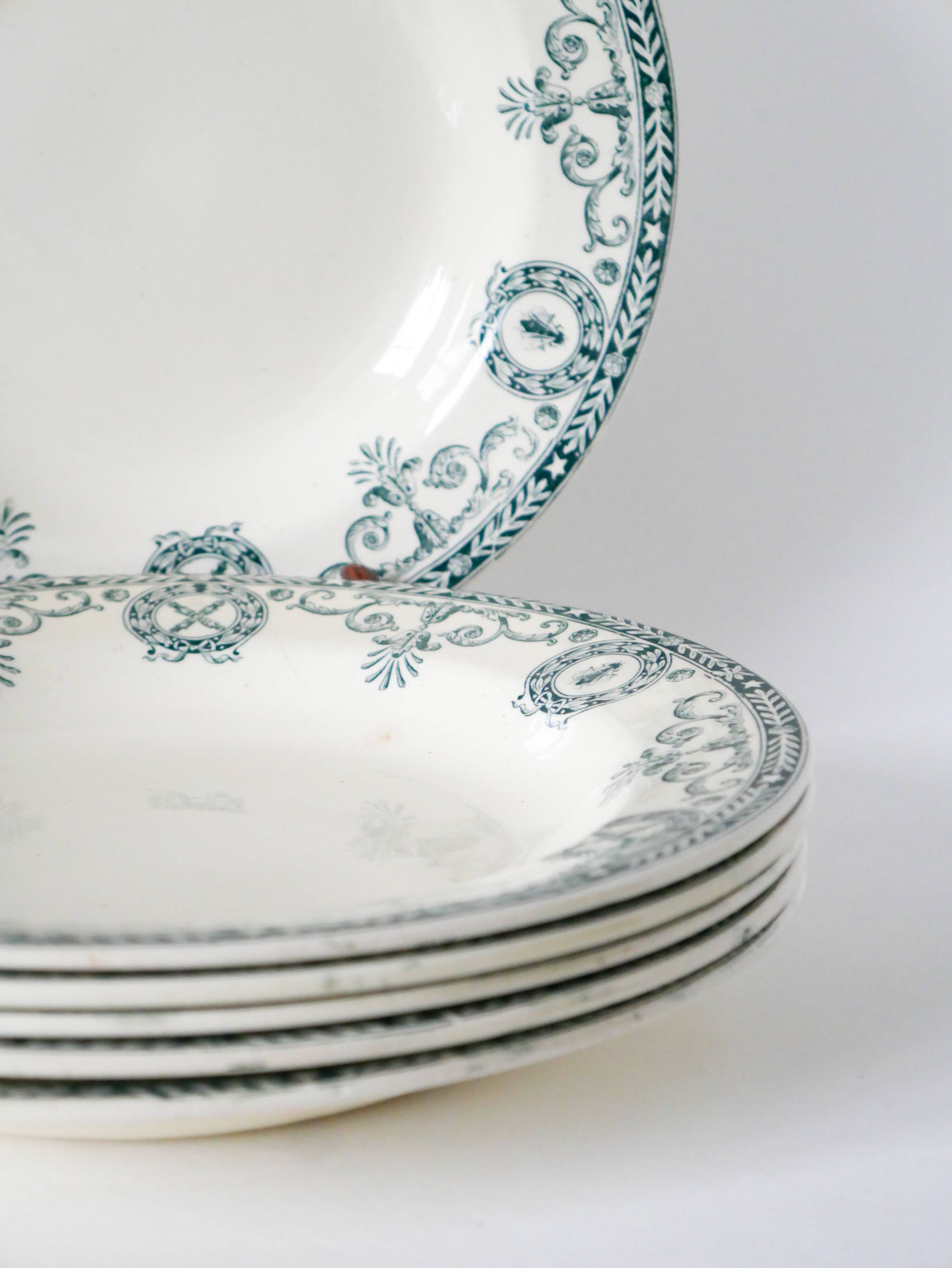 Set of 6 deep plates in Terre de Fer, Salins model "Cambacéres" 19th century