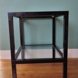 Rectangular table, end of sofa in metal and glass Vintage Vandel stone