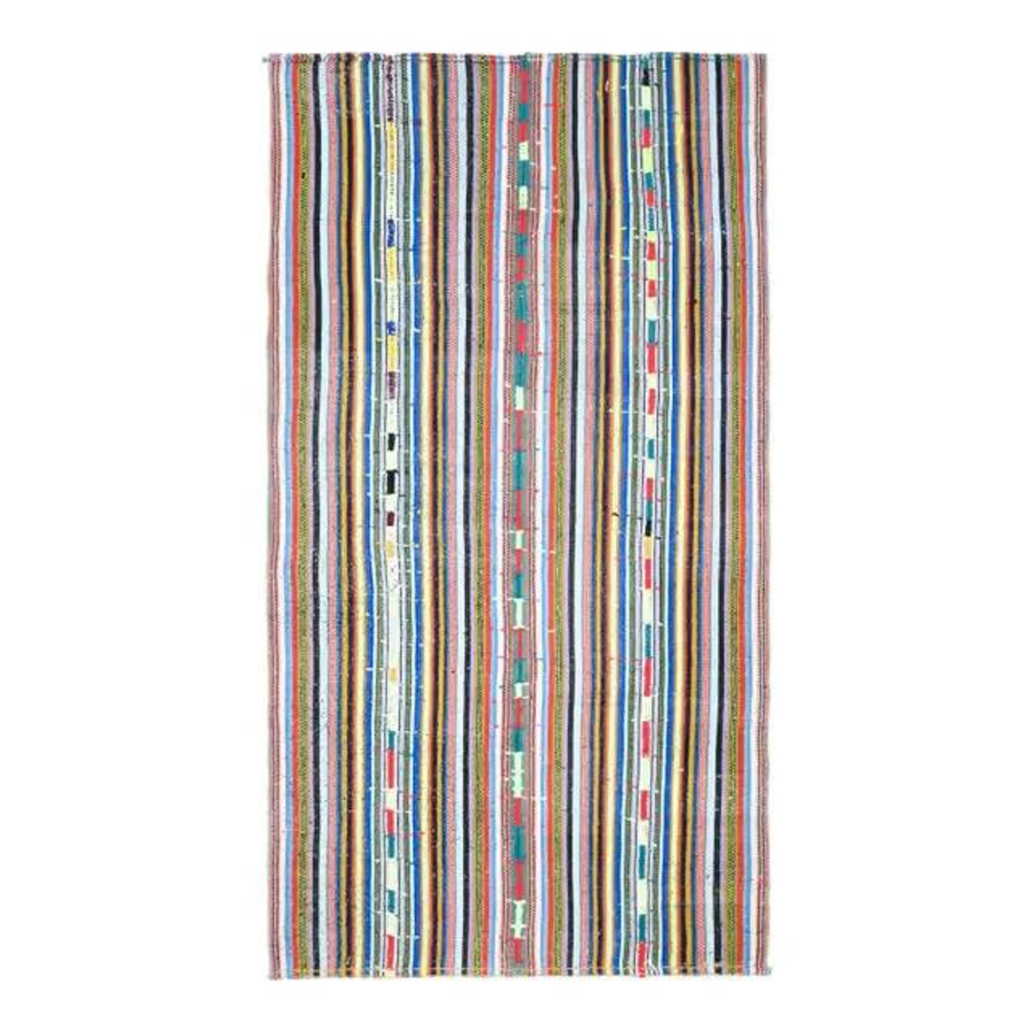 1970s Vintage Turkish Oushak Handmade Wool Cotton Blue Runner Rug 163x306