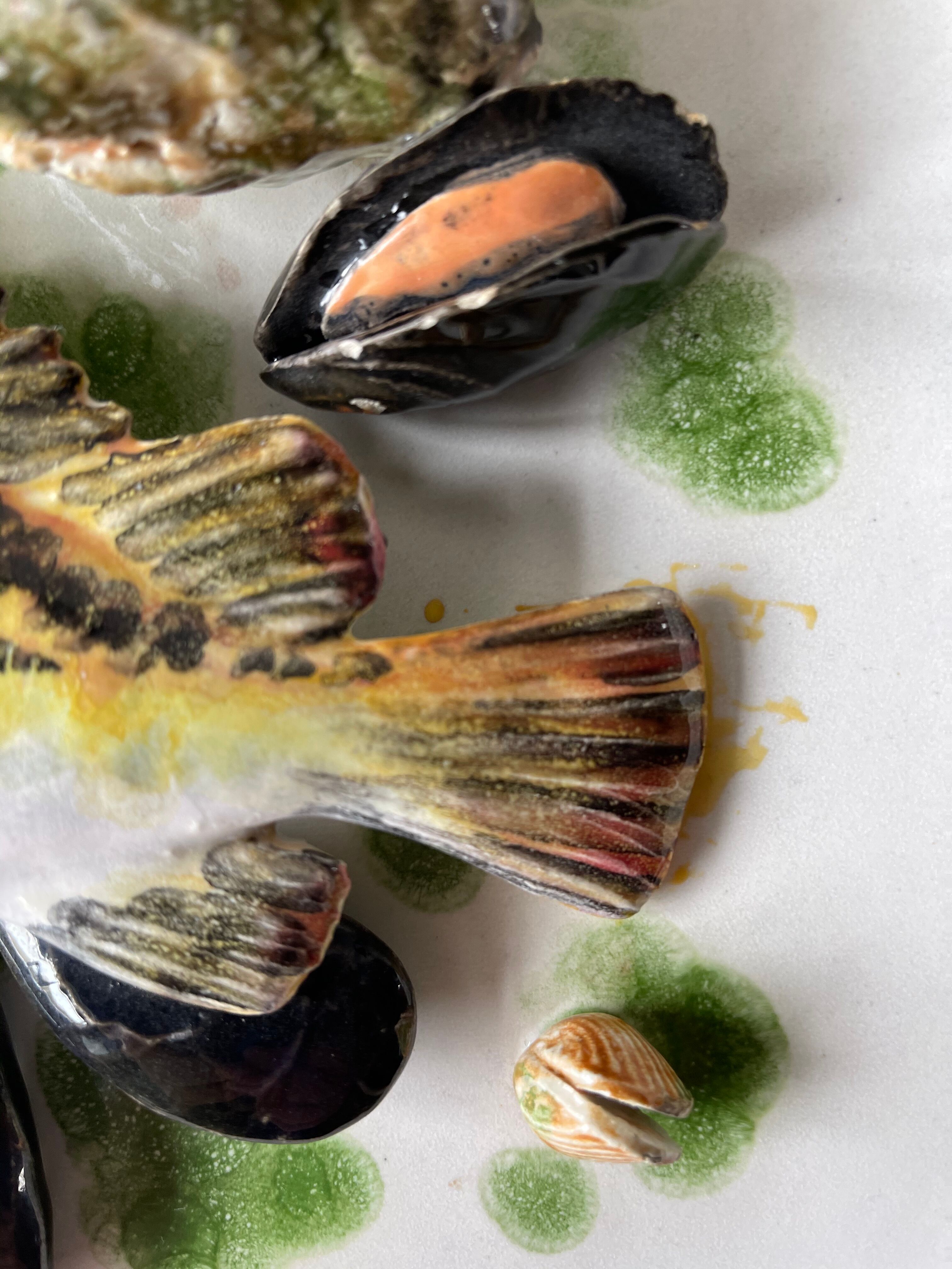 Vintage seafood barbotine dish