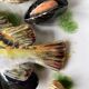Vintage seafood barbotine dish
