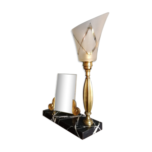 Lampe vintage art déco chevet bureau marbre laiton Effet miroir