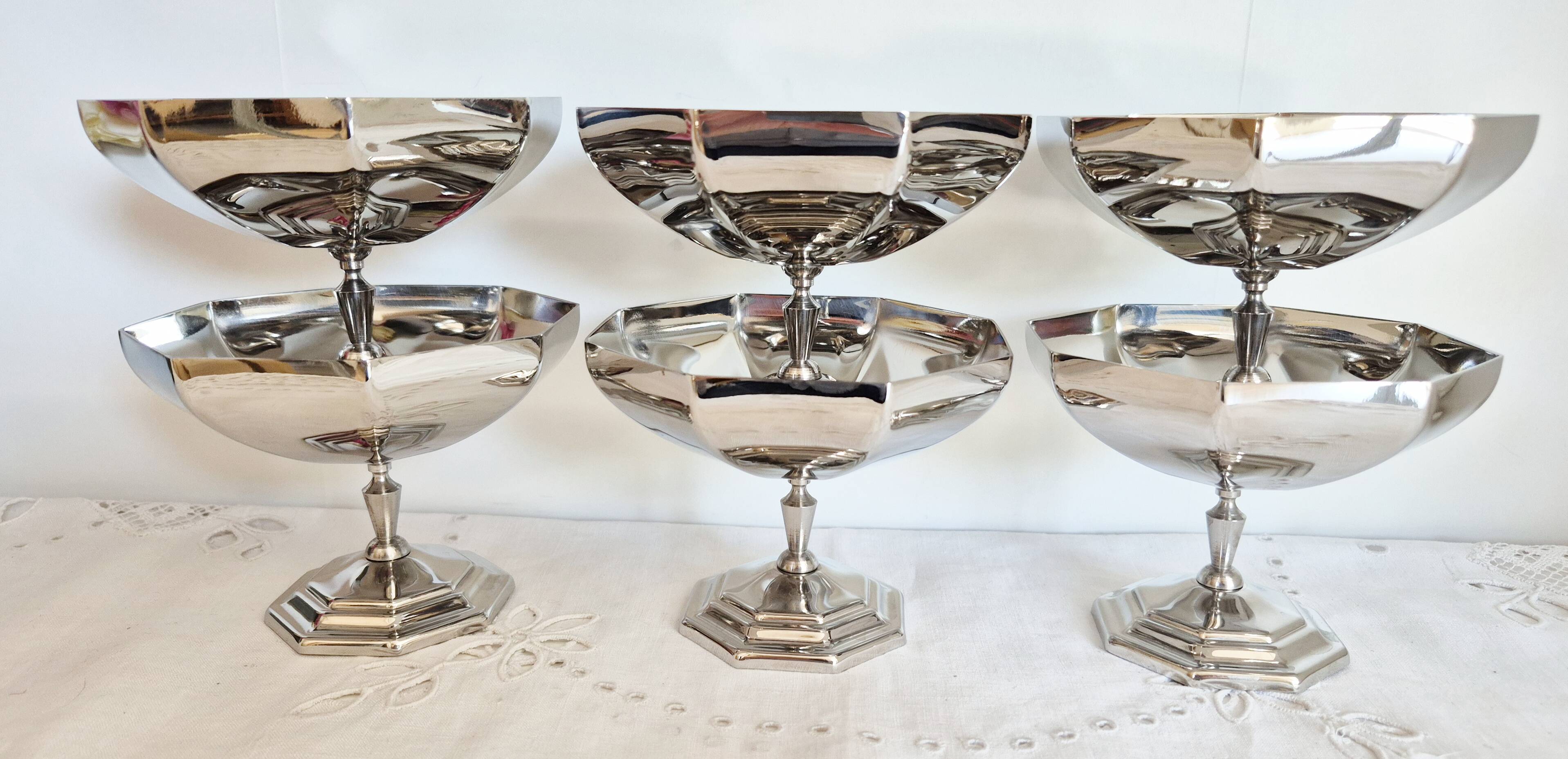 Stainless steel ice cream cups, hexagonal shape (ref2)