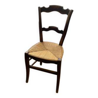 Vintage straw wooden chair