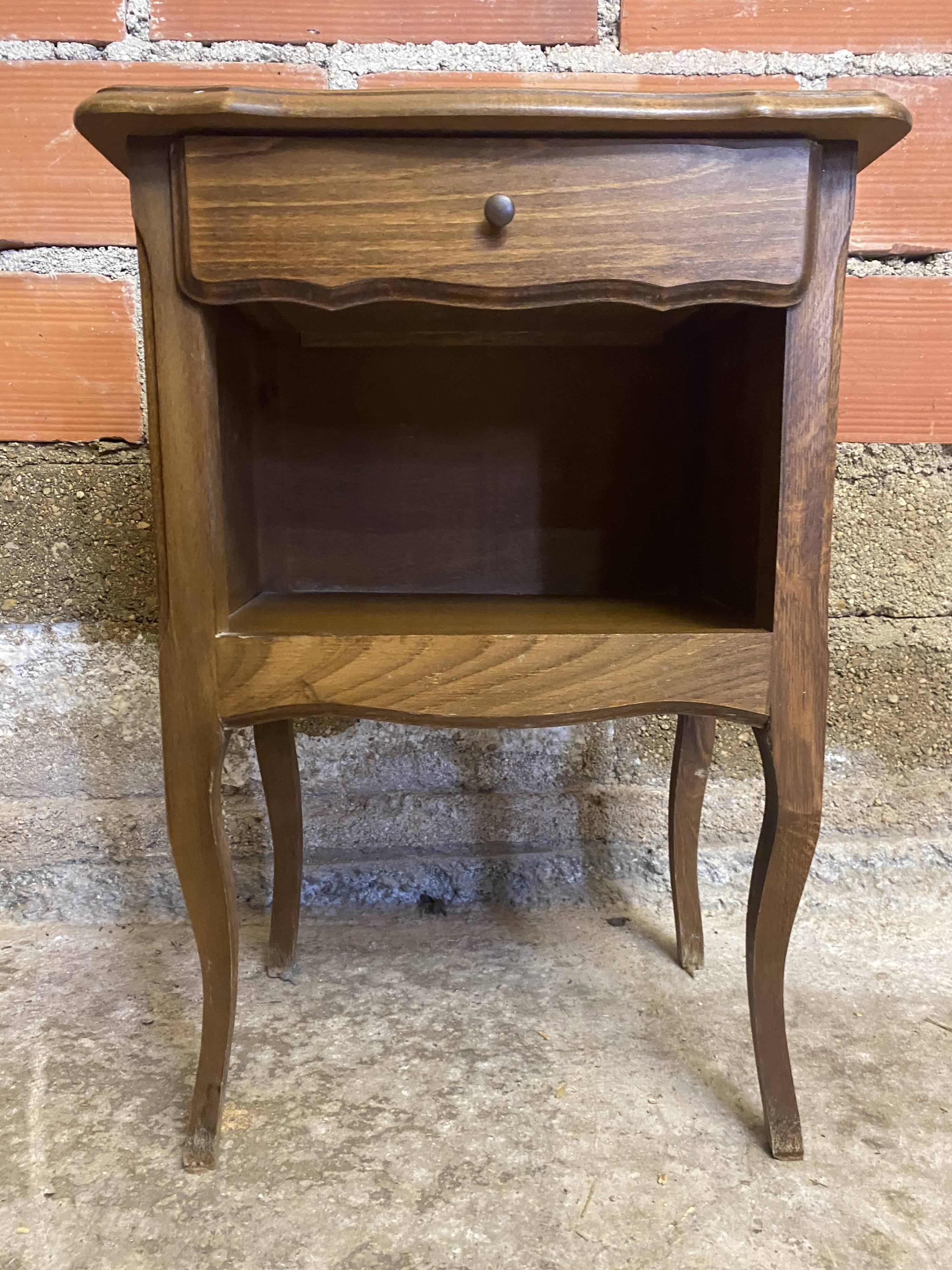 Chevet Table Nuit Style LOUIS XV Bois Tiroir + Case Vintage