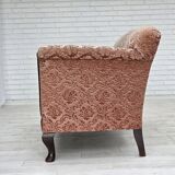 1960s, 3-seater Danish sofa, original salmon pink furniture velour.