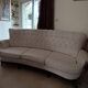 Vintage white curved tufted 3-seater sofa