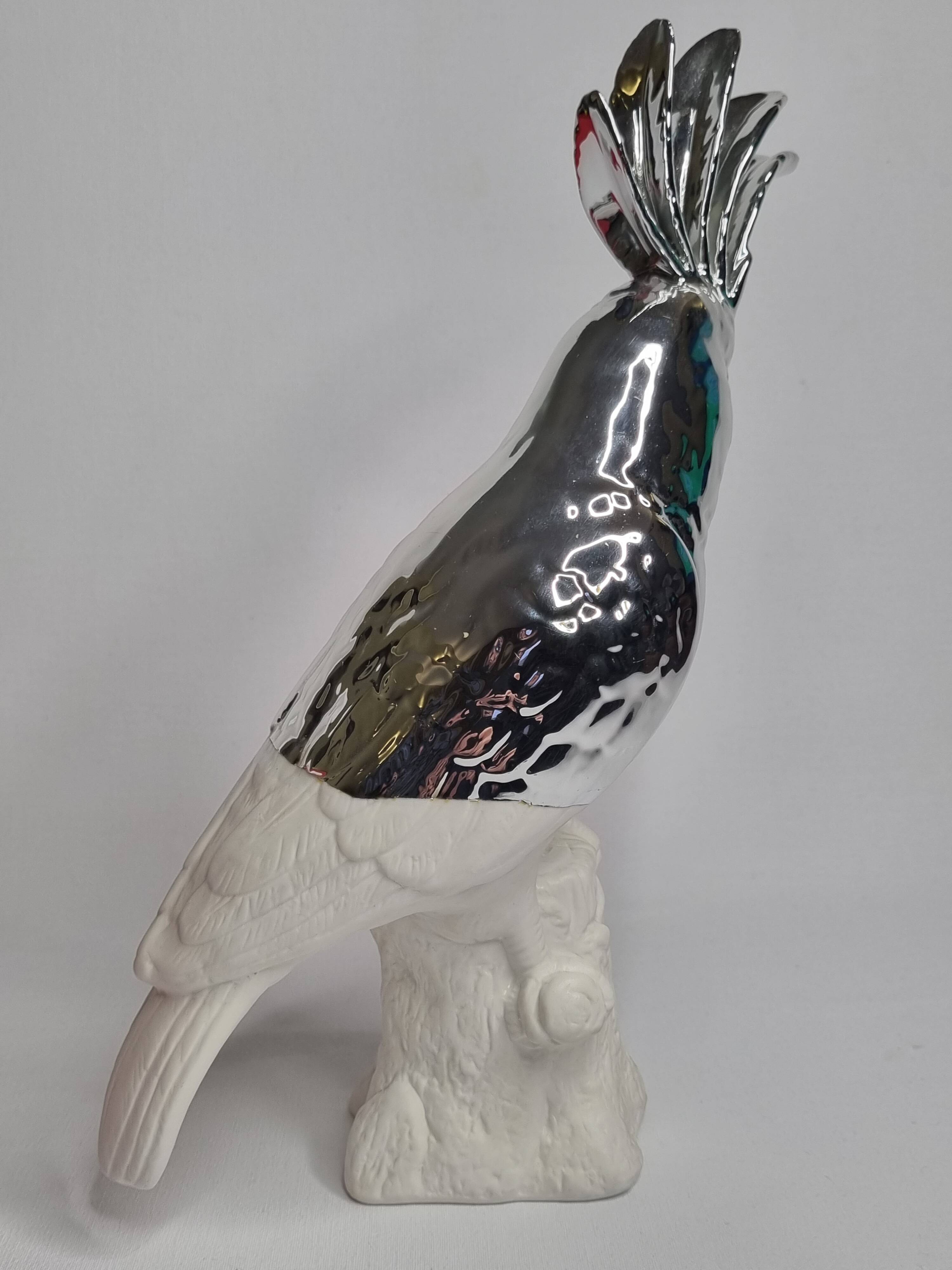 Cockatoo sculpture in biscuit porcelain, Pols Potten, 33 cm