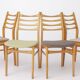 Ensemble de 4 chaises de salle à manger vintage années 1970 Allemagne, chaises en bois de hêtre, restaurées