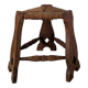 Low tripod farm stool in wood and straw