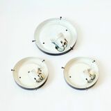 Set of 3 Mid-Century Glass Ceiling Light & 2 Wall Lights by H.Tynell, 1960s