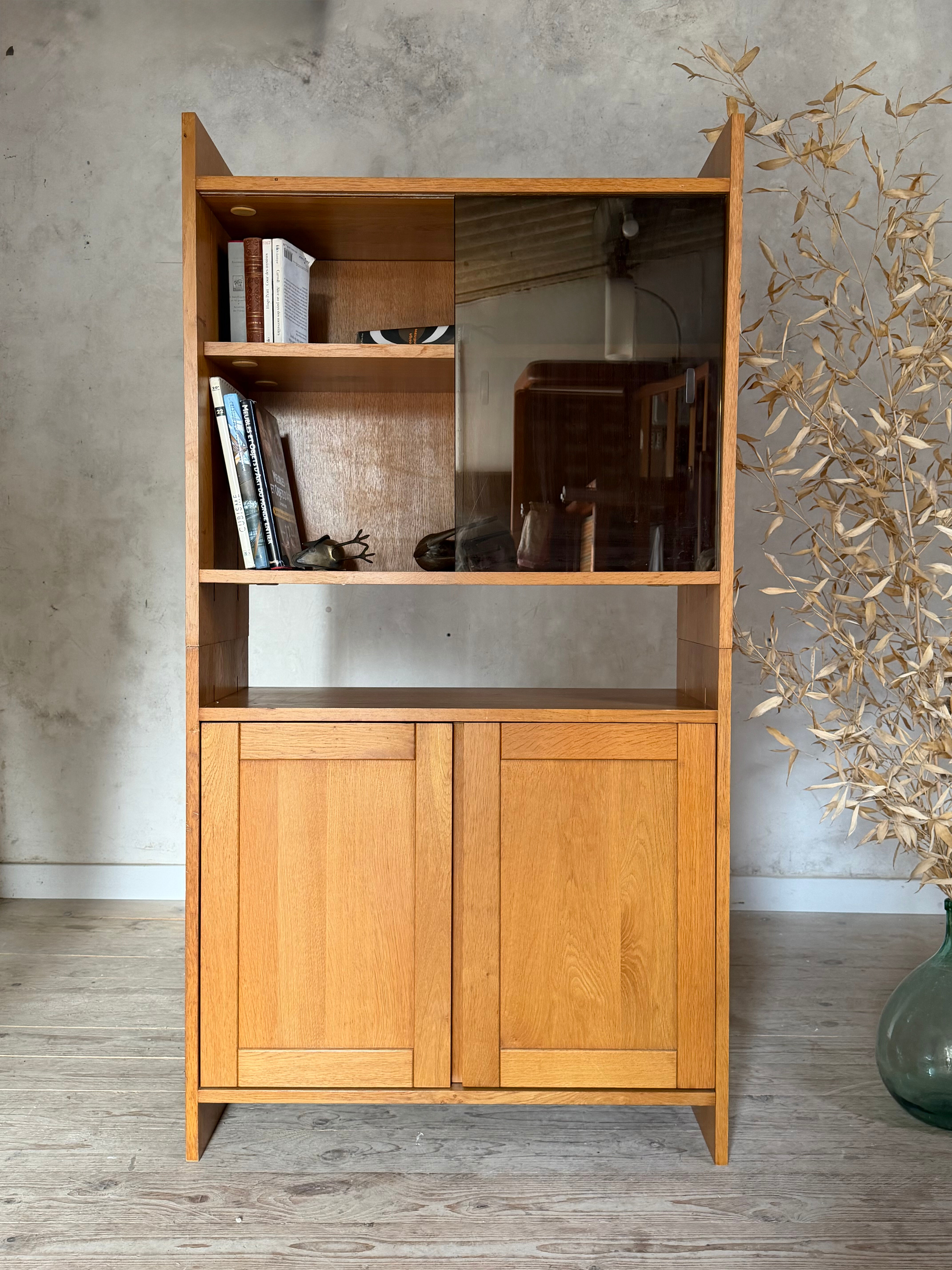 Vintage oak display bookcase