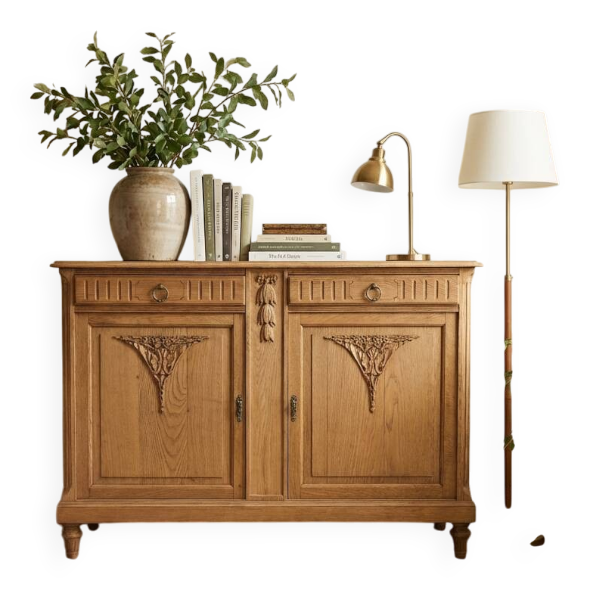 Magnificent antique buffet in solid oak – sandblasted / stripped