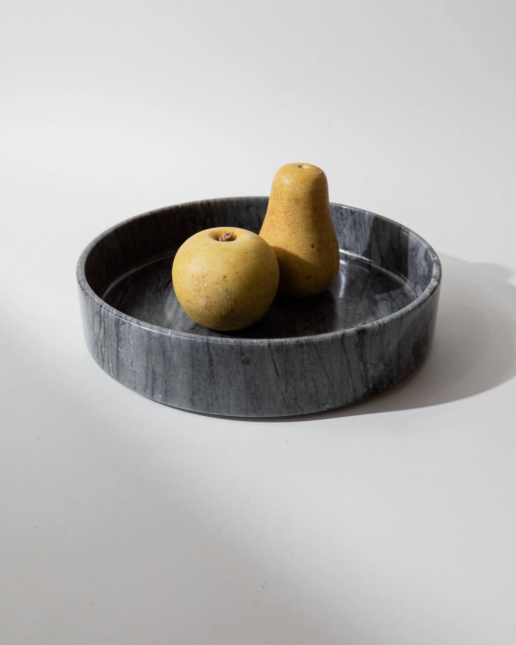 Large vintage marble bowl from the 1970s, dark grey.