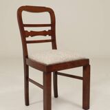 Art Deco chair beige fabric rustic oak 1950