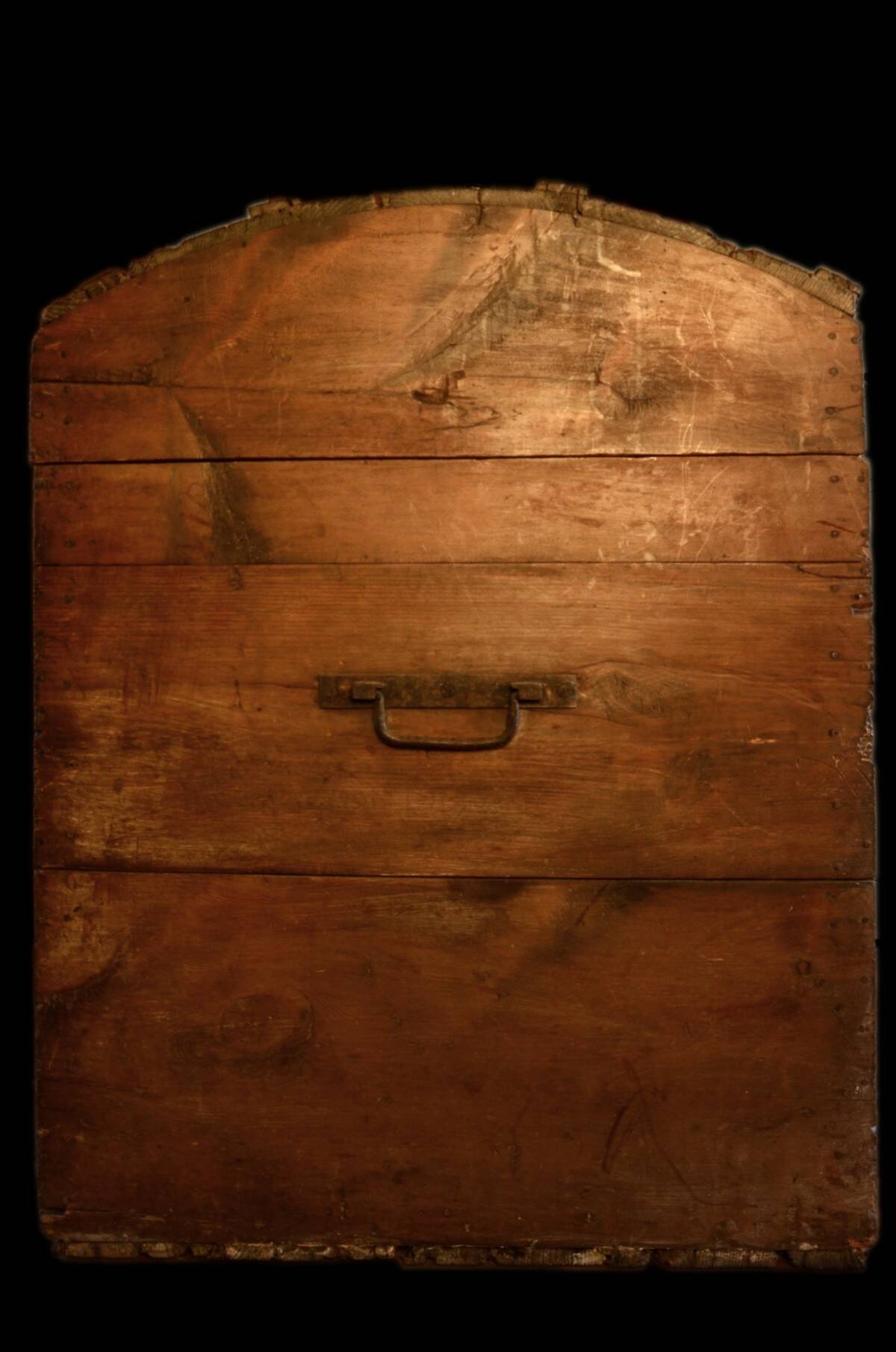 Large antique chest made of pine and solid oak.