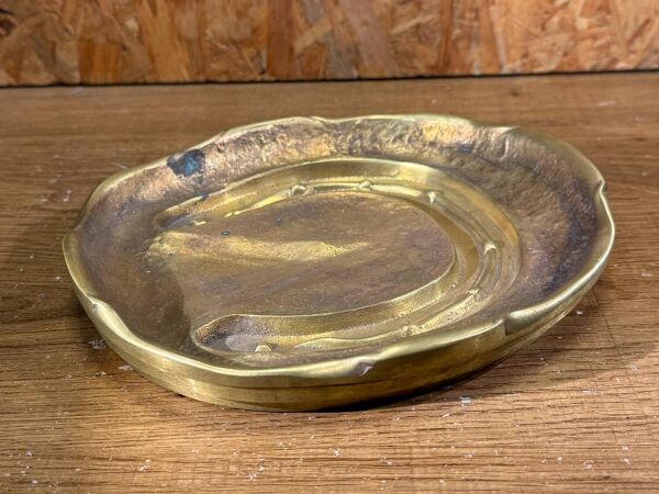 Vide poche bronze massif brutaliste fer à cheval vintage déco