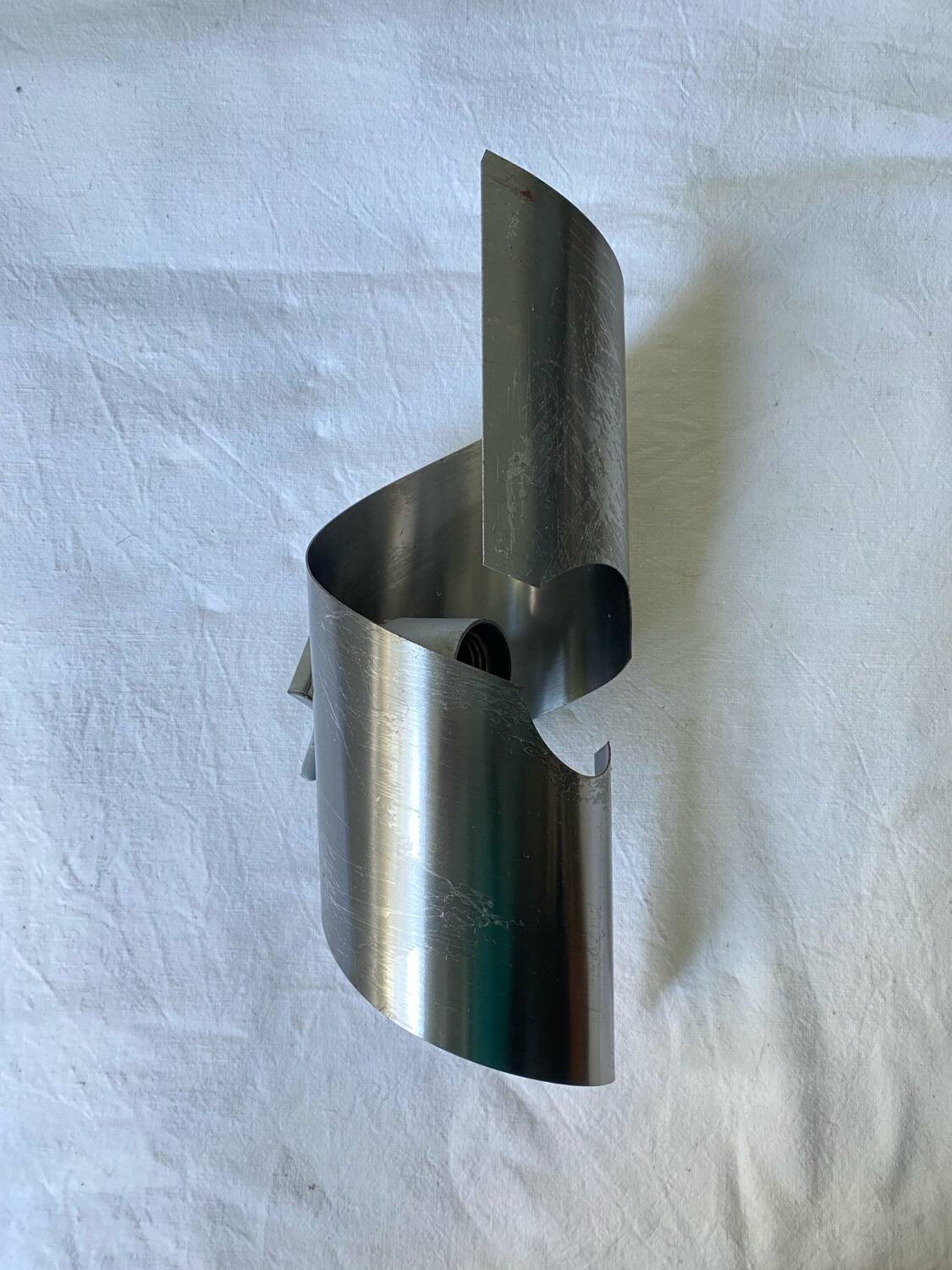 Brushed stainless steel wall light by Oxar France, vintage 1970s