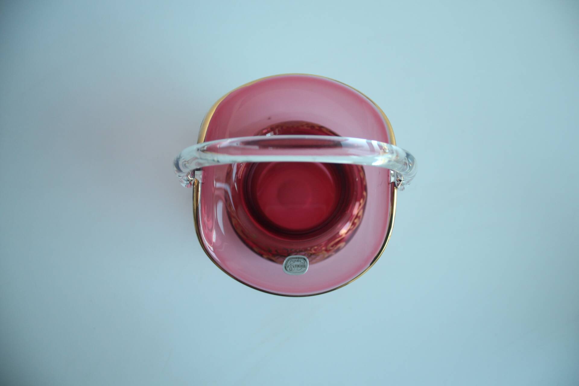 Crystal, gilded basket, Bohemia Crystal, Czechoslovakia, 1960's.