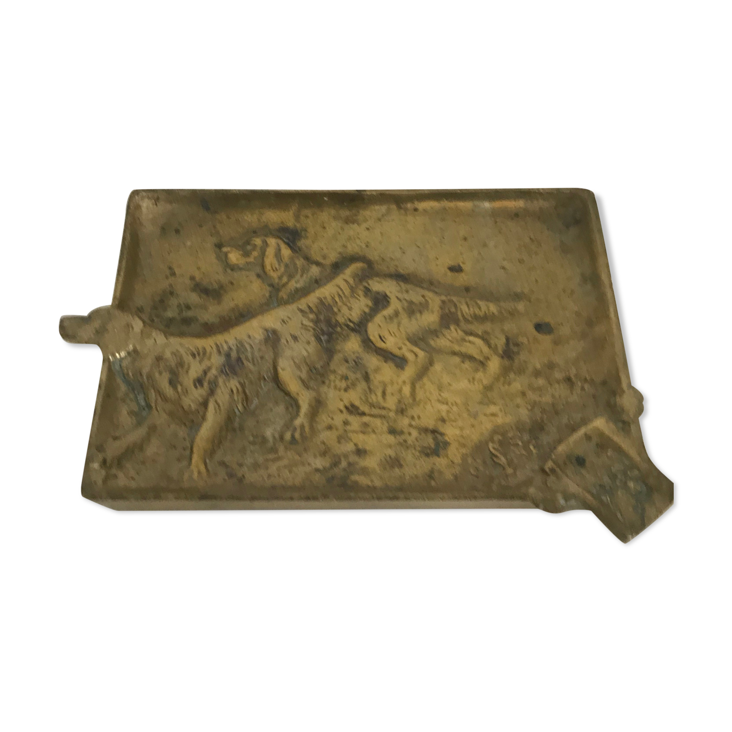 Ashtray hunting dog brass