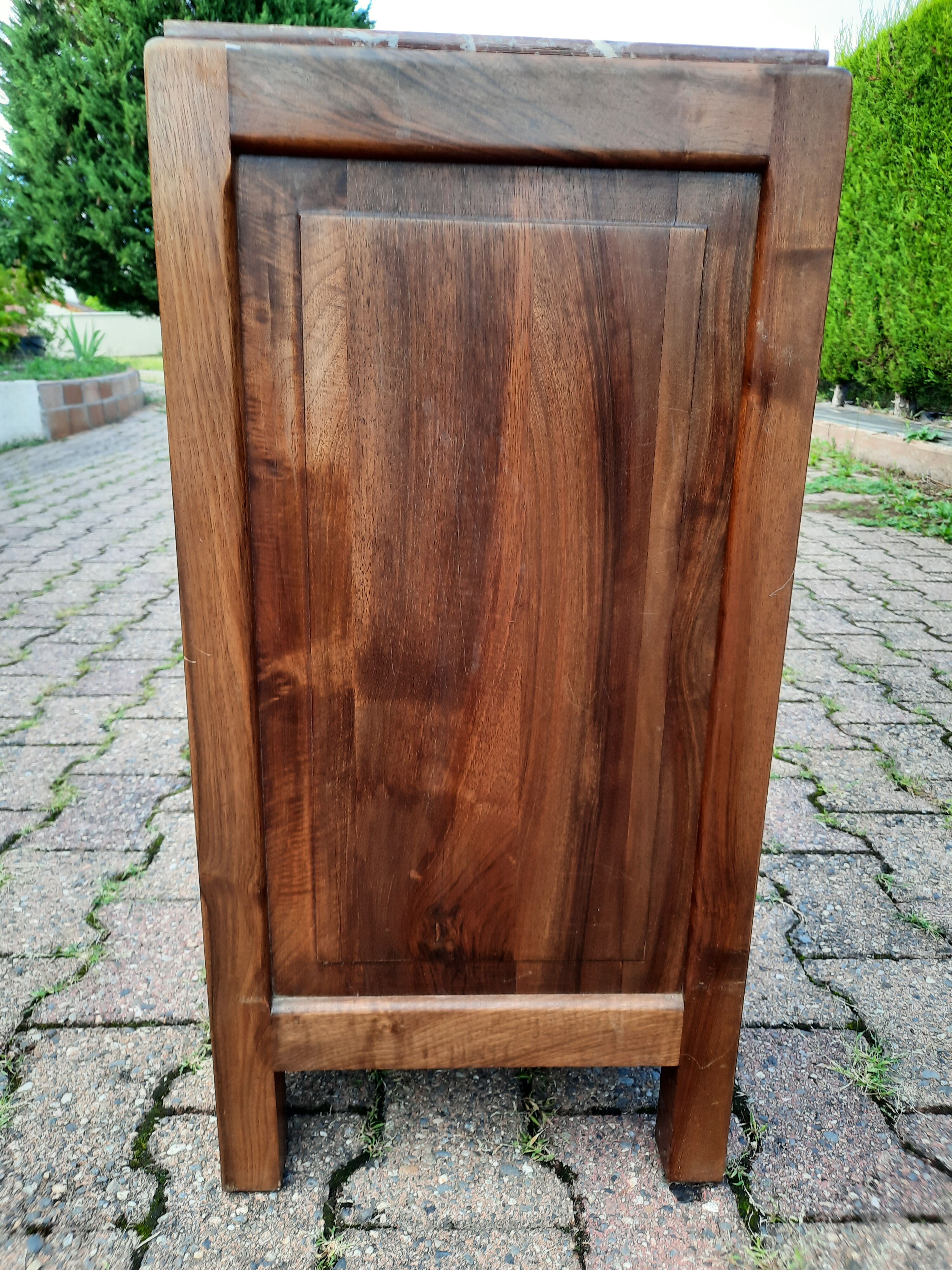 Bedside table art deco chene and pink marble