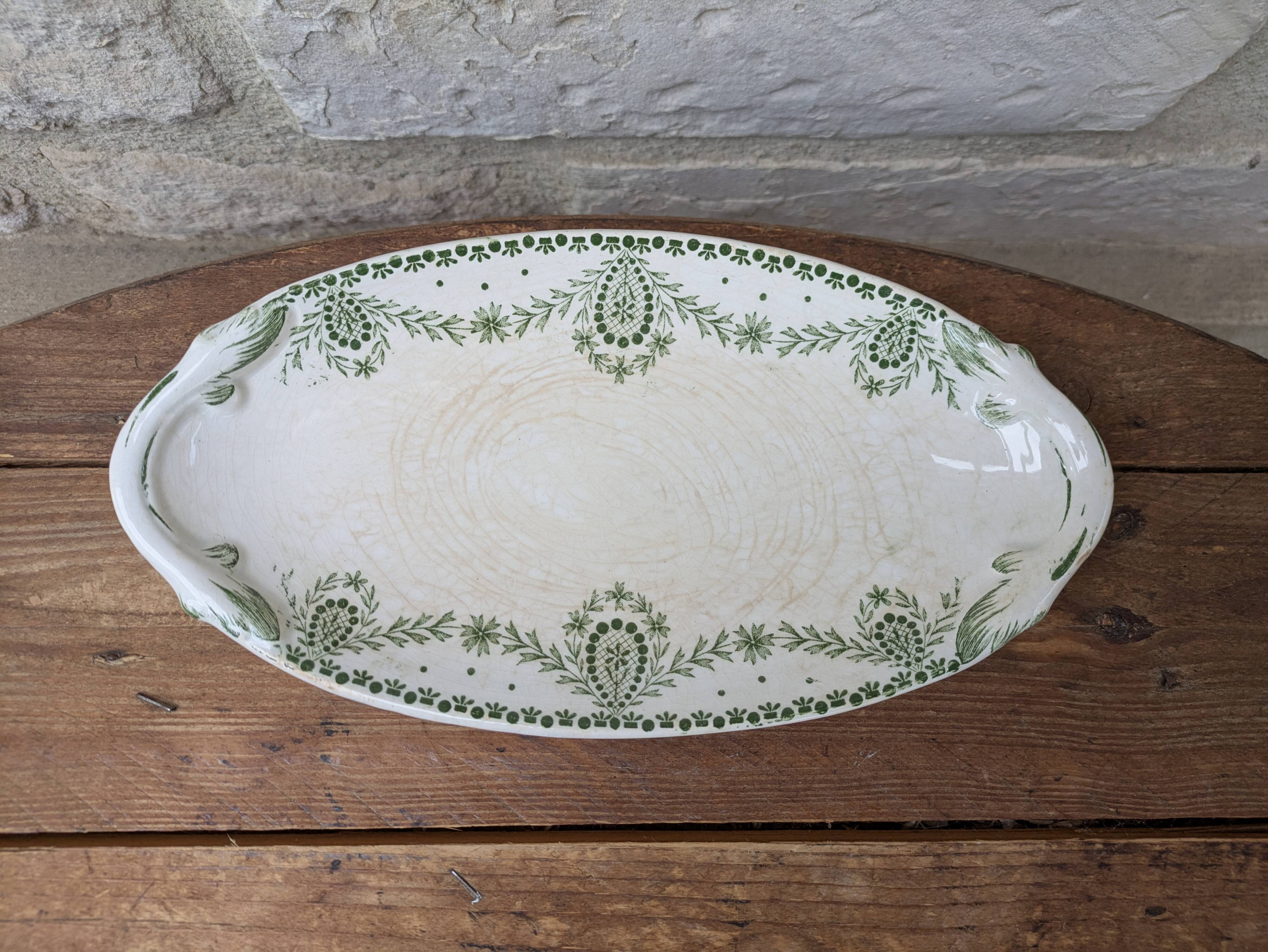Ravier Creil and Montereau Service Brussels Labrador green frieze decoration