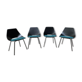 Series of 4 chair "Tonneau" by Pierre Guariche for Steiner