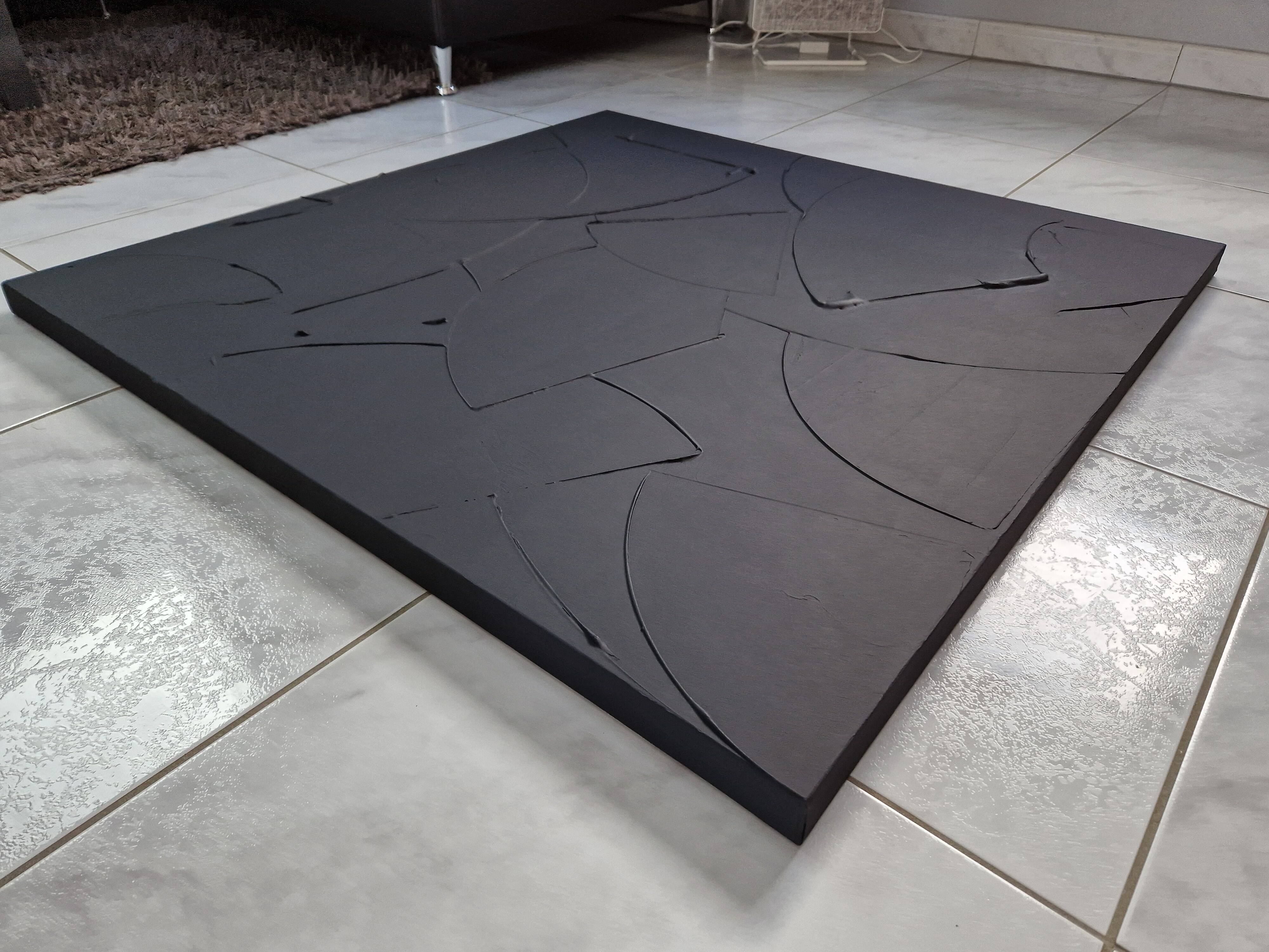 Black minimalist monochrome abstract painting painting