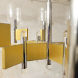 Sciolari brass and glass 8 arm chandelier, 1970s