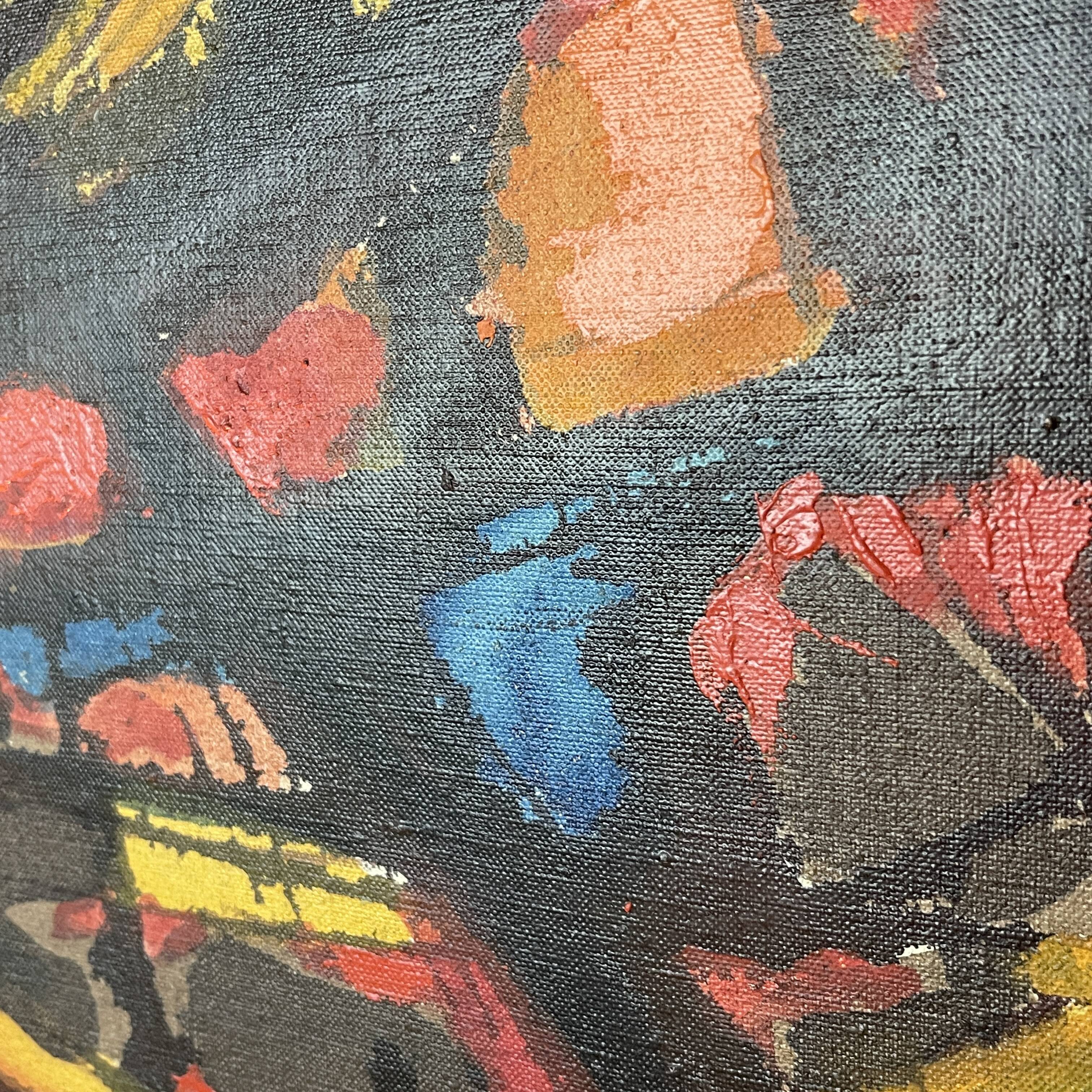 Jean-louis ruythoorens 'sun and calabashes' lubumbashi 1972, abstract painting, oil on canvas