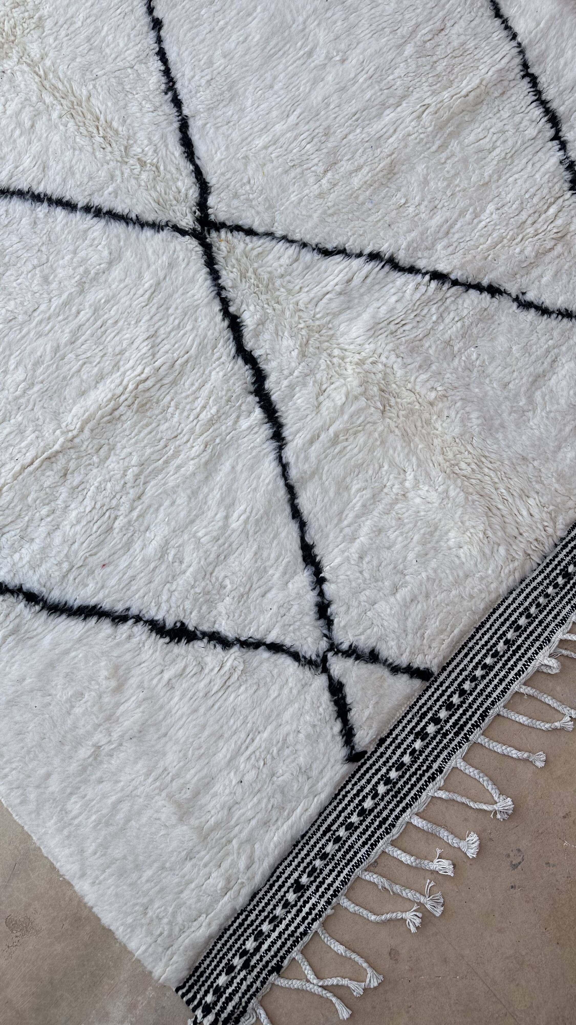 Tapis Marocain Beni Ourain blanc - 347 x 202 cm