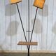 1960s floor lamp with three lights and its period lampshades.