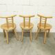 Set of 3 minimalist chairs in light wood 1980 Italy