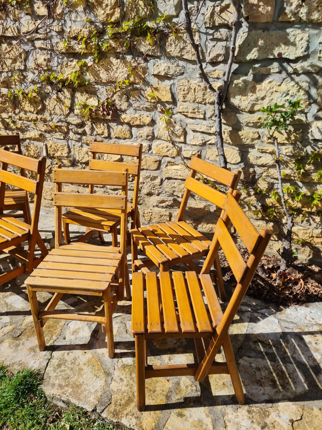 Lot de 7 chaises en bois