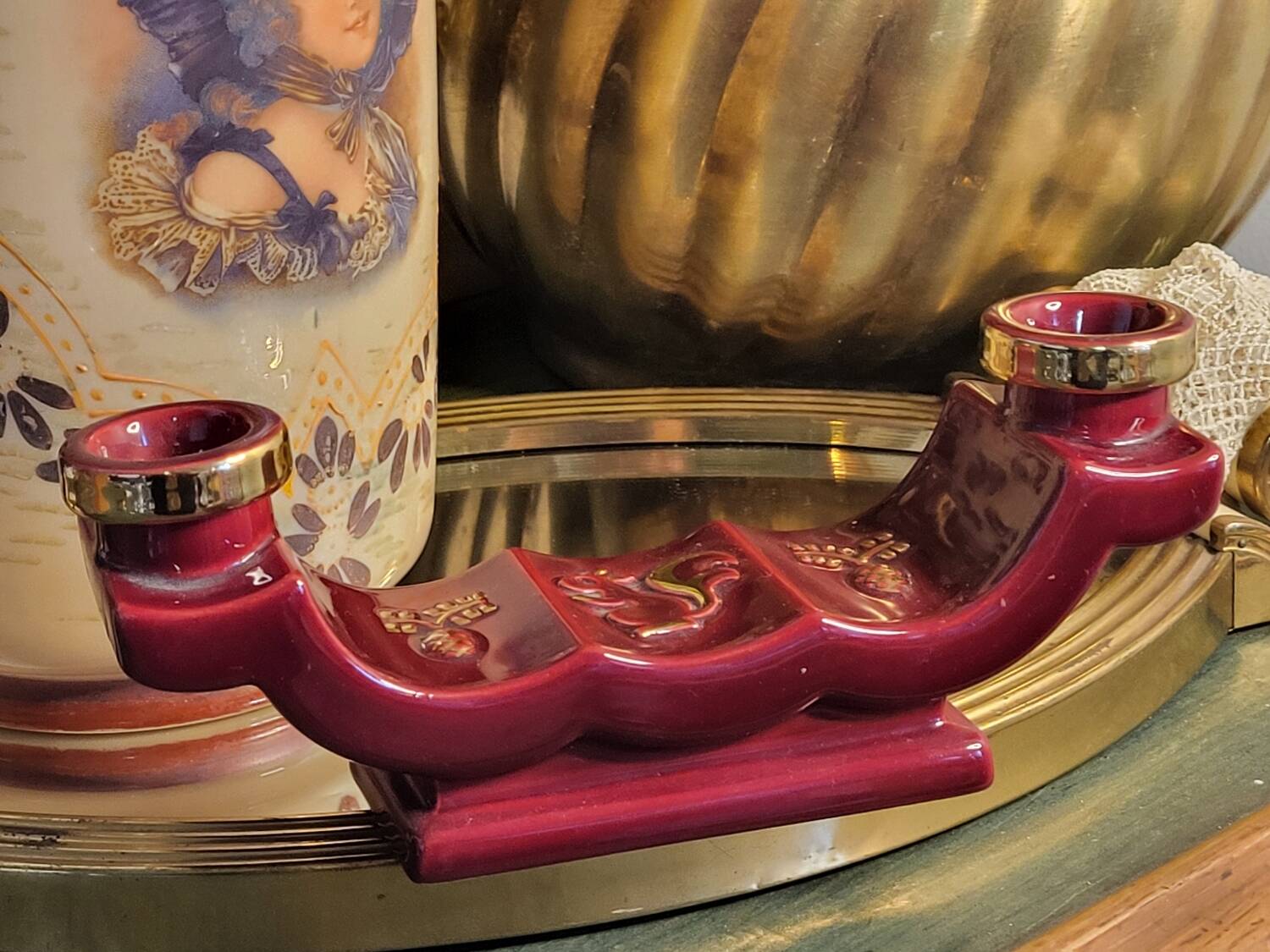 Art Deco ceramic candle holder