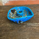 Vintage blue fat lava ceramic cyclops candle holder charles cart