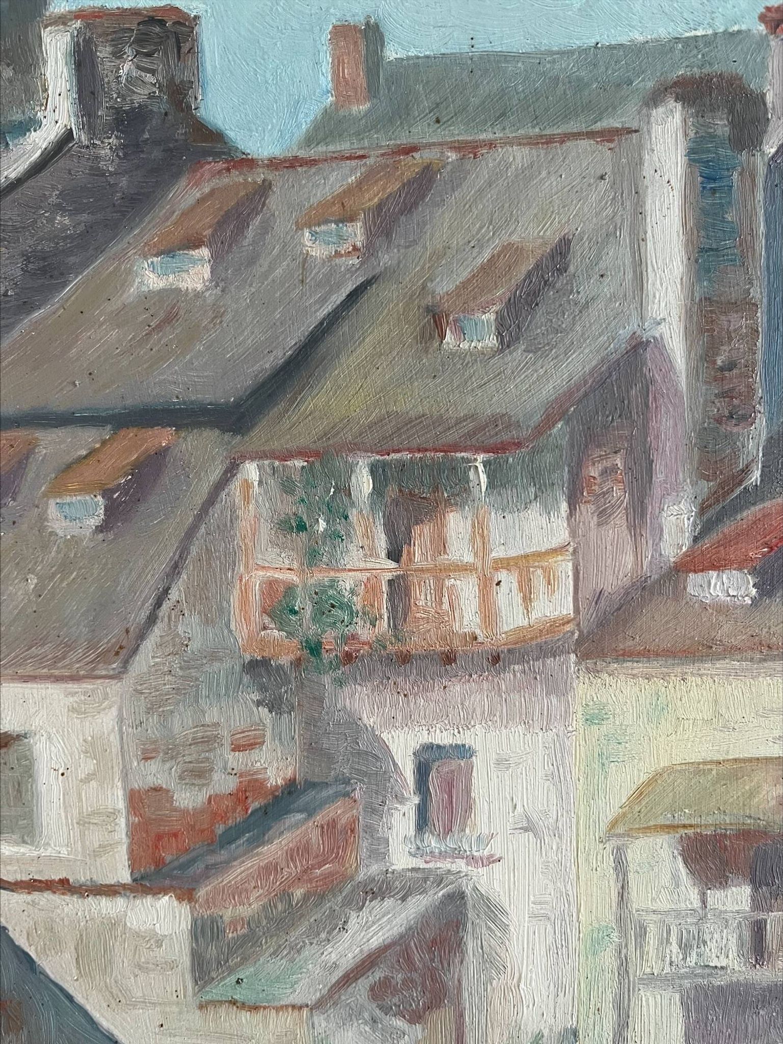 Painting on wood of a countryside village, Creuse