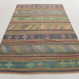 6x9 Kilim Mint Green Vintage Kilim Rug, Living Room Rug, 172x274 Cm