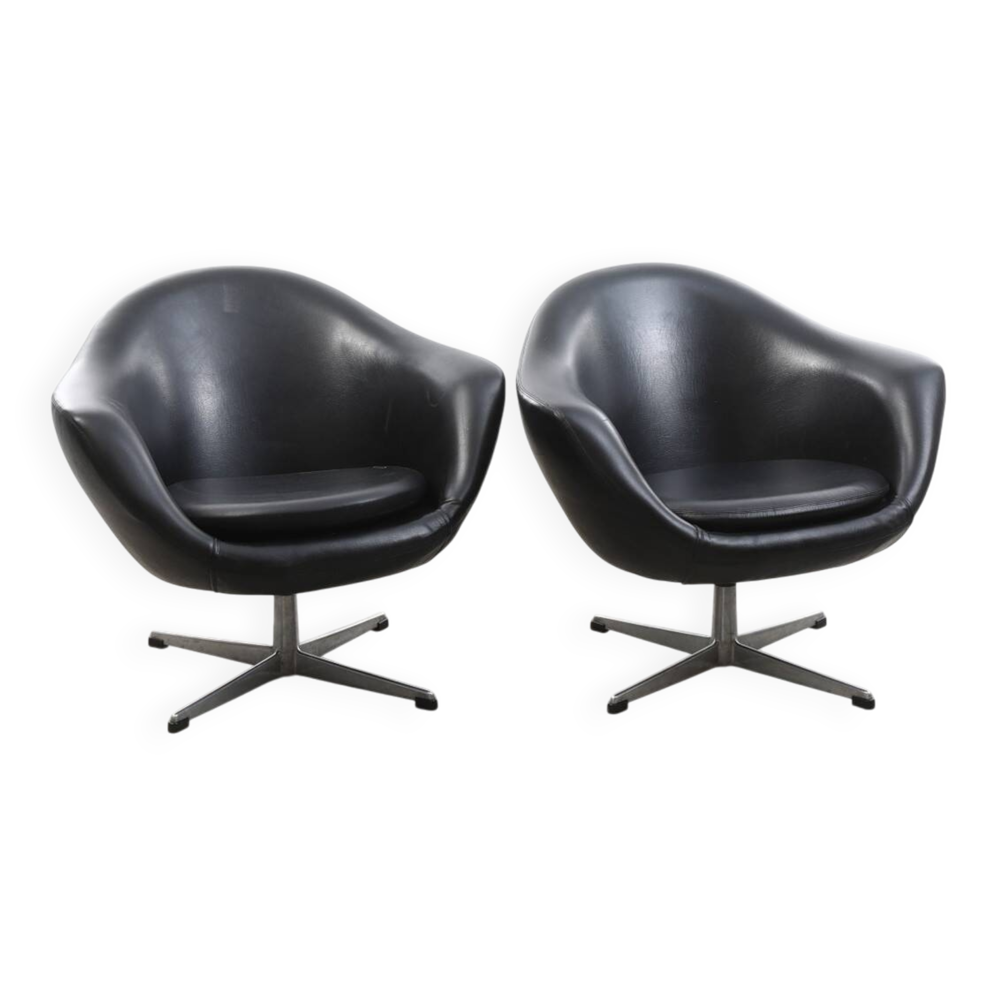 Vintage Pair of Galon Swivel Armchairs — Second Half of the 20th Century