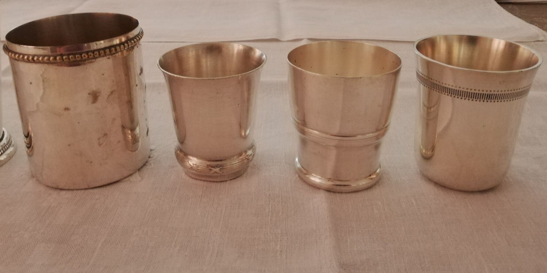 Set of 7 timpani in silver metal