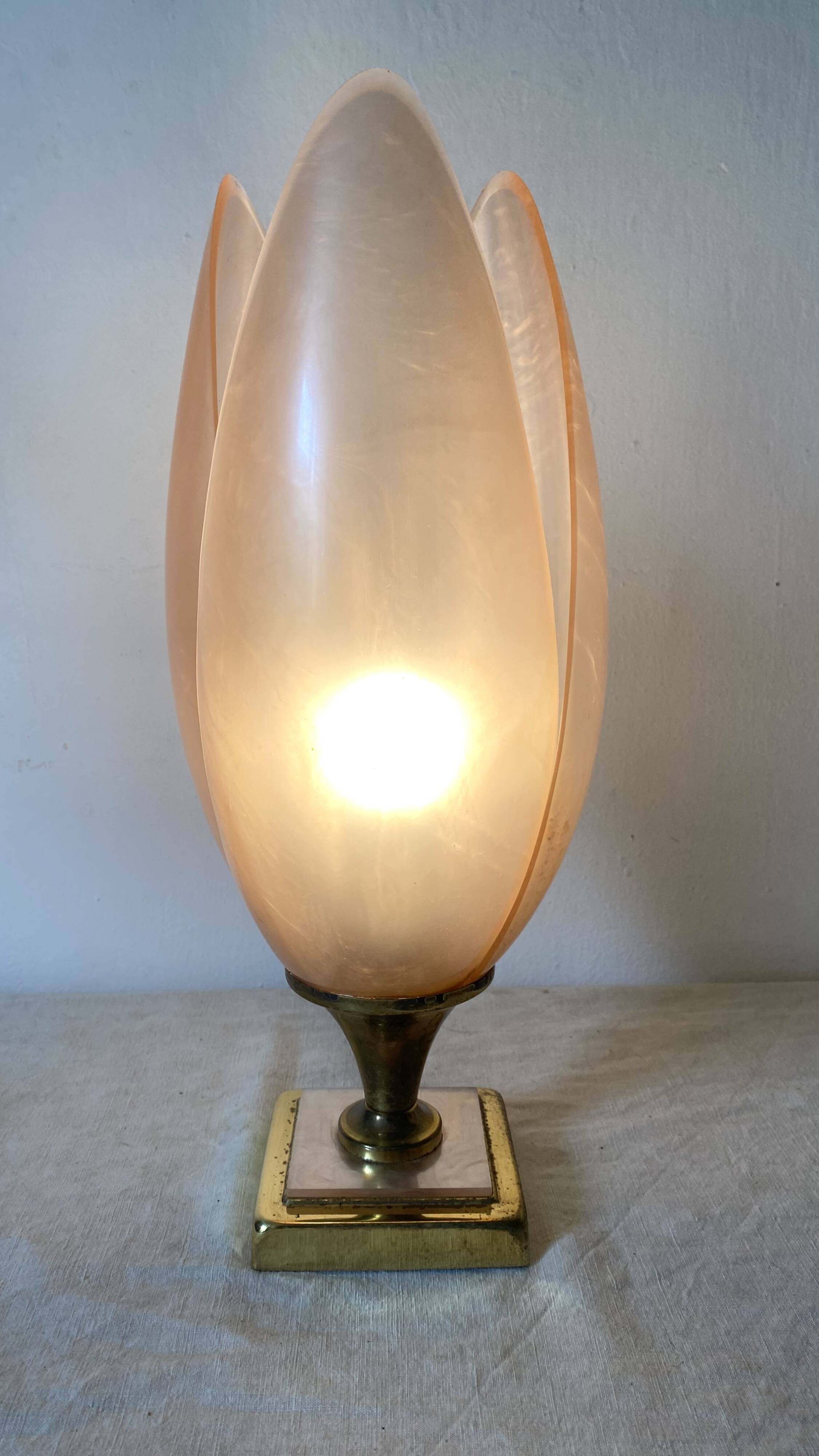 Pink tulip lamp by Laurent Rougier, 70s-80s