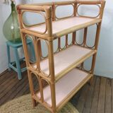 Vintage wicker and bamboo shelf