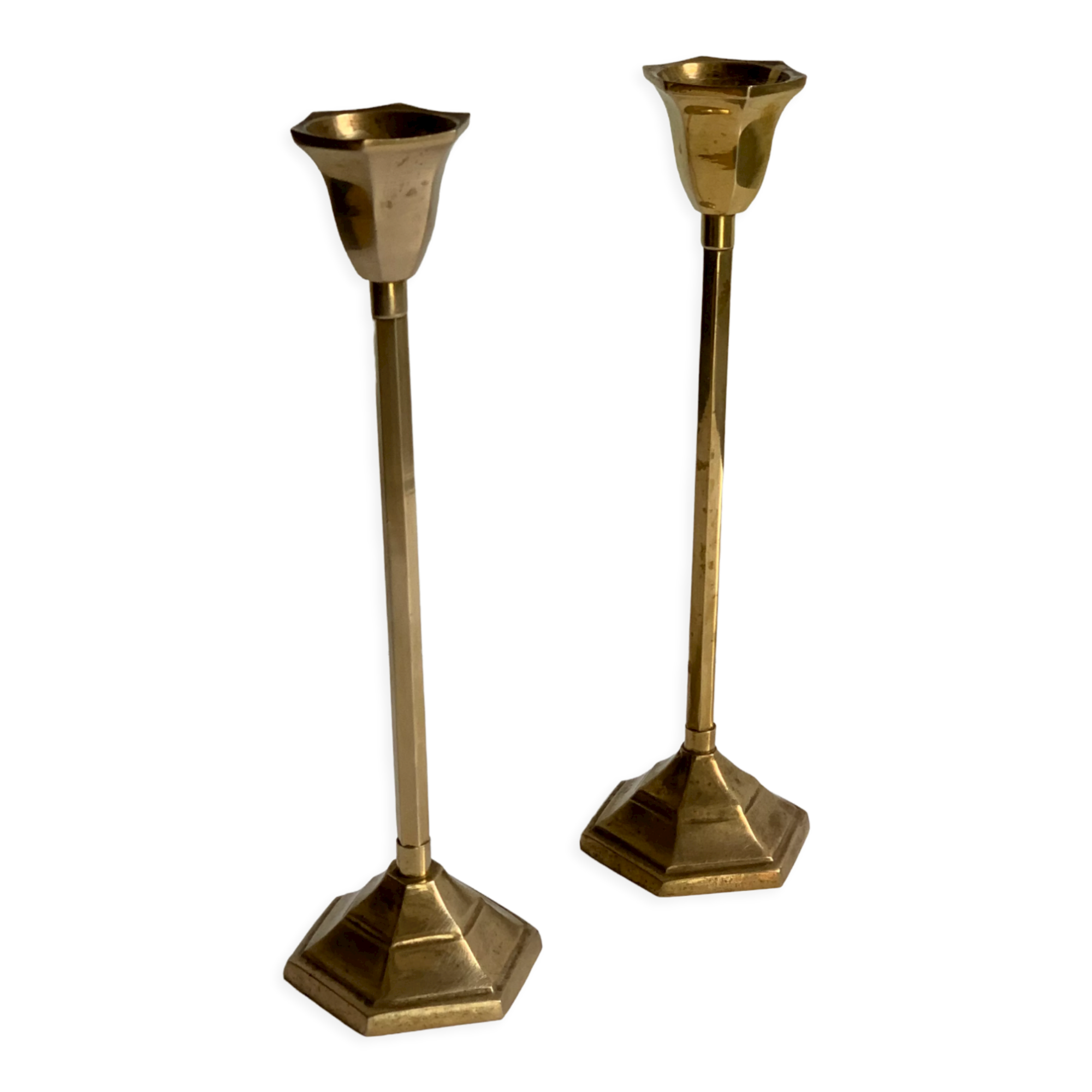 Pair of brass candle holders