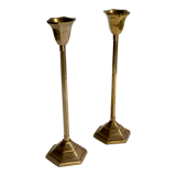 Pair of brass candle holders